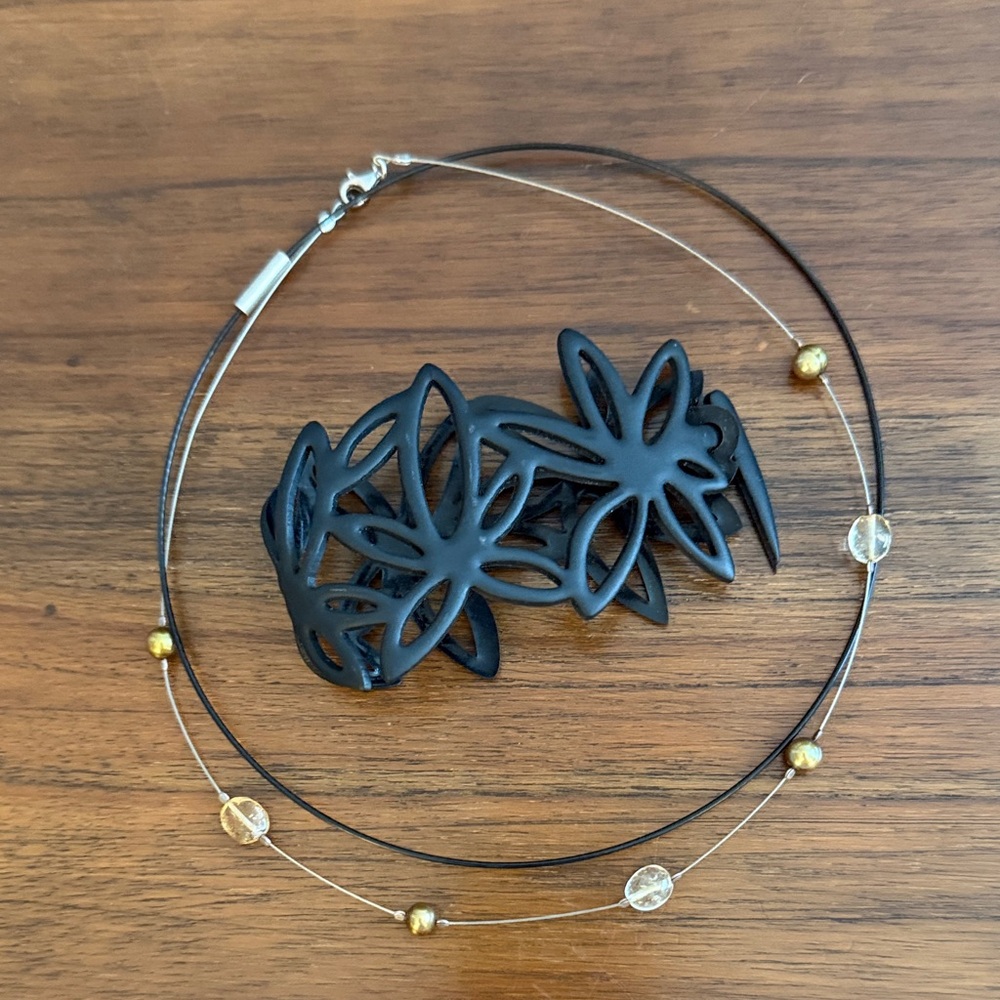Black, silver & green Jewelry Set incl Silpada